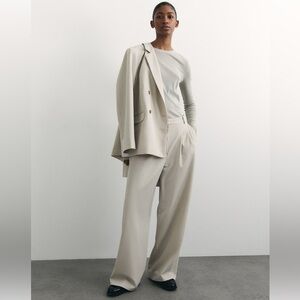 H&M Pleated Wide Leg Pants, Light Taupe, NWOT, 4